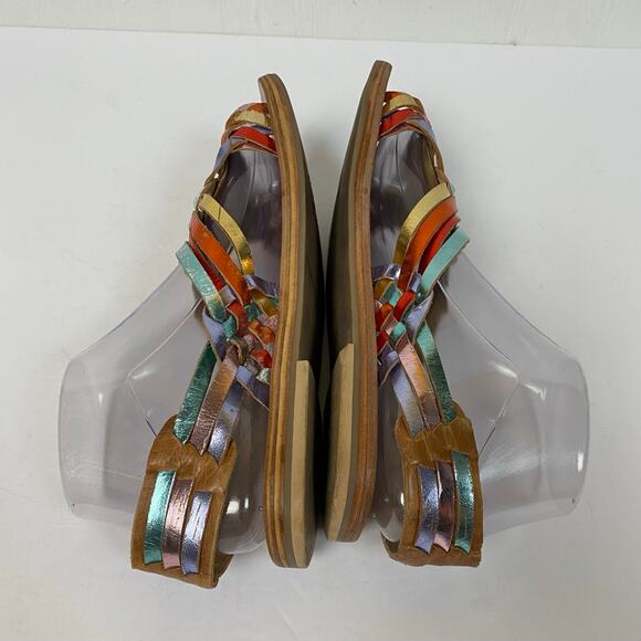 Free People San Juan Huarache Leather Metallic Rainbow Sandals Size 7 - Picture 8 of 12